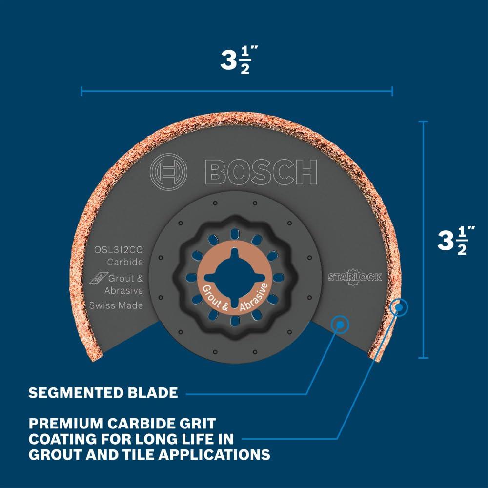 imageBosch OSL200CR 2 in Starlock Oscillating Multi Tool Carbide Grit Sanding Finger312 In