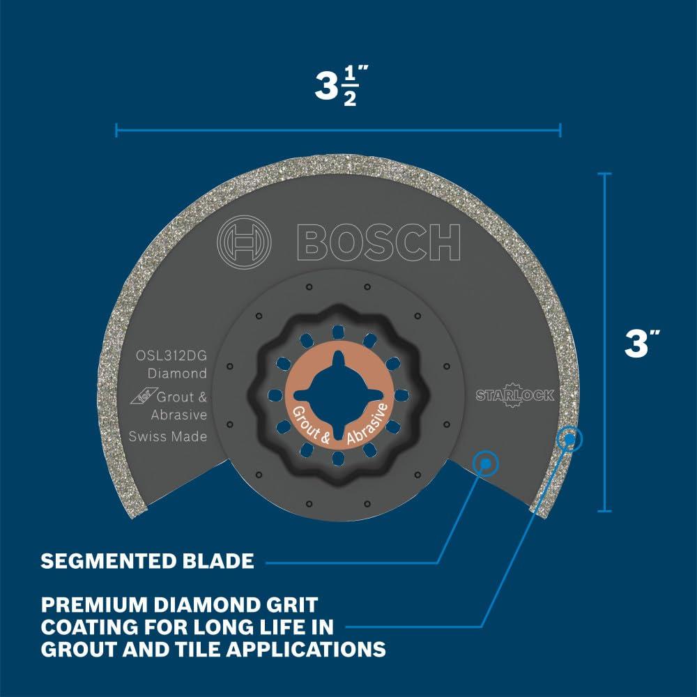 imageBosch OSL200CR 2 in Starlock Oscillating Multi Tool Carbide Grit Sanding Finger312 In