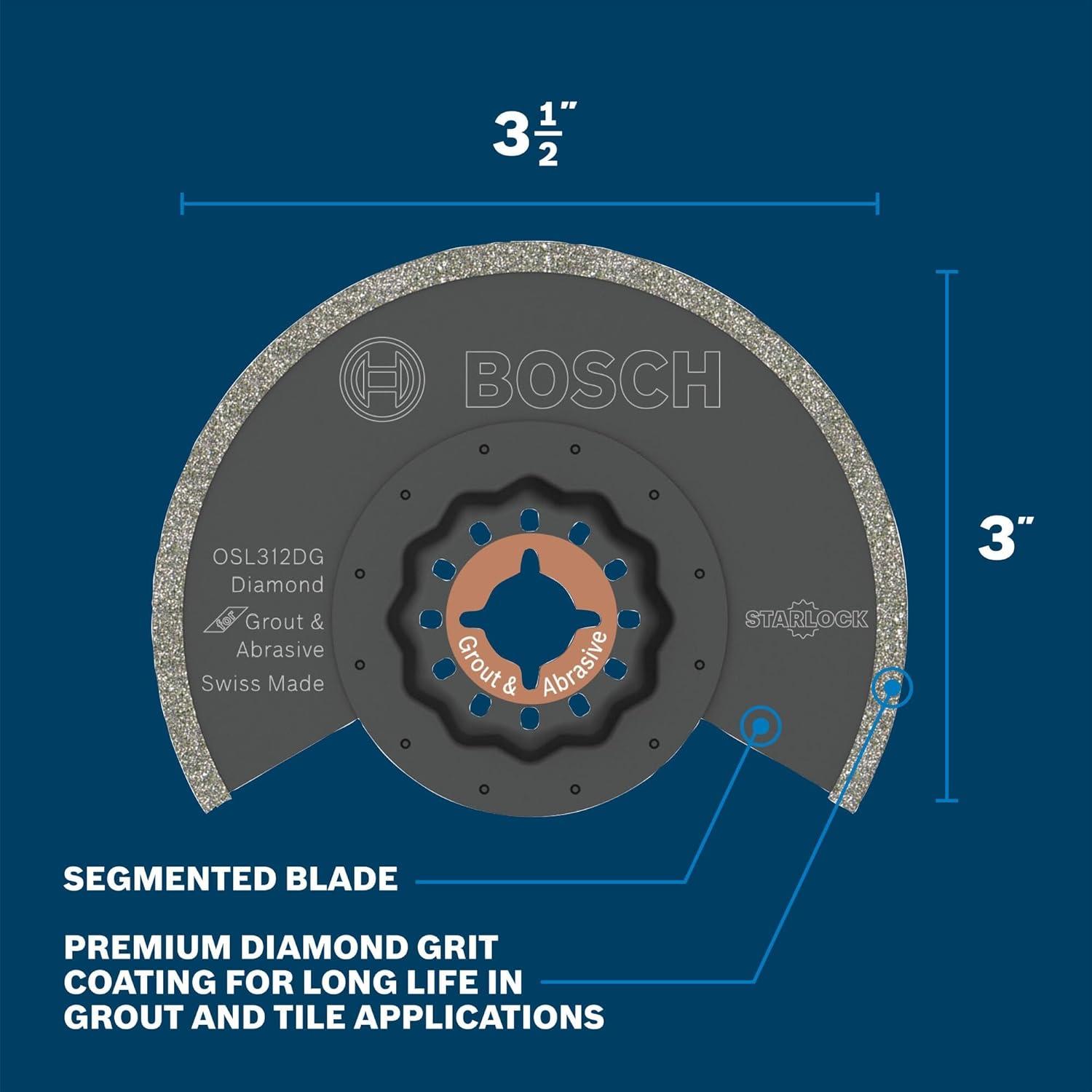 imageBosch OSL200CR 2 in Starlock Oscillating Multi Tool Carbide Grit Sanding Finger312 In