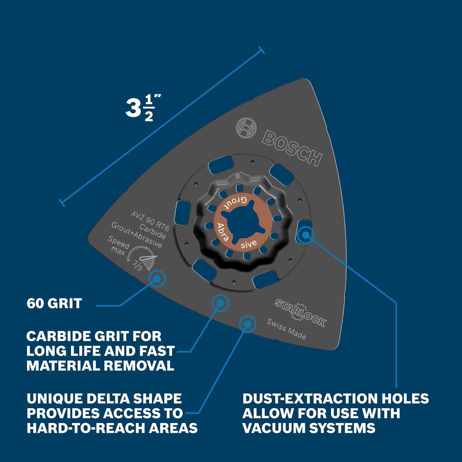 imageBosch OSL200CR 2 in Starlock Oscillating Multi Tool Carbide Grit Sanding Finger312 In