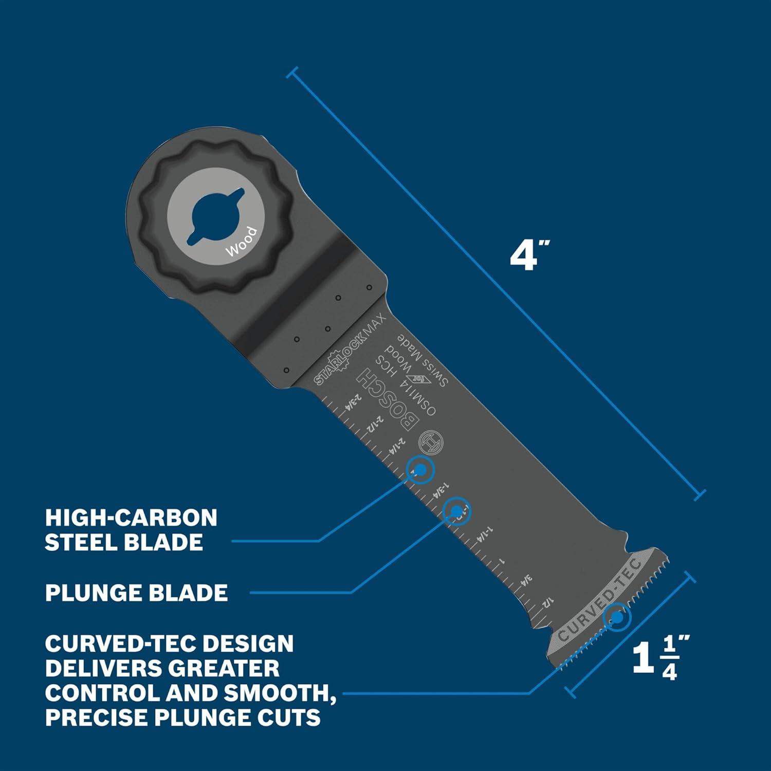 imageBosch OSM114 114 In StarlockMax Oscillating Multi Tool HighCarbon Steel Plunge Cut Blade