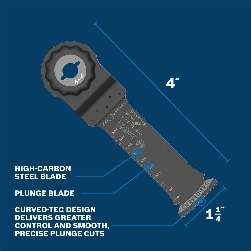 imageBosch OSM114 114 In StarlockMax Oscillating Multi Tool HighCarbon Steel Plunge Cut Blade