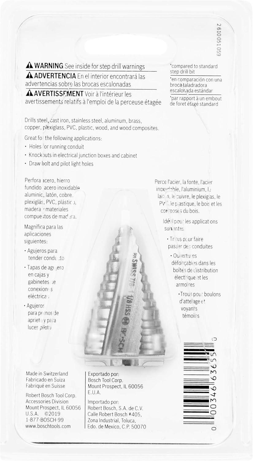 imageBosch SDC6 316 in to 12 in HighSpeed Steel Turbo Step Drill Bit14 78 118