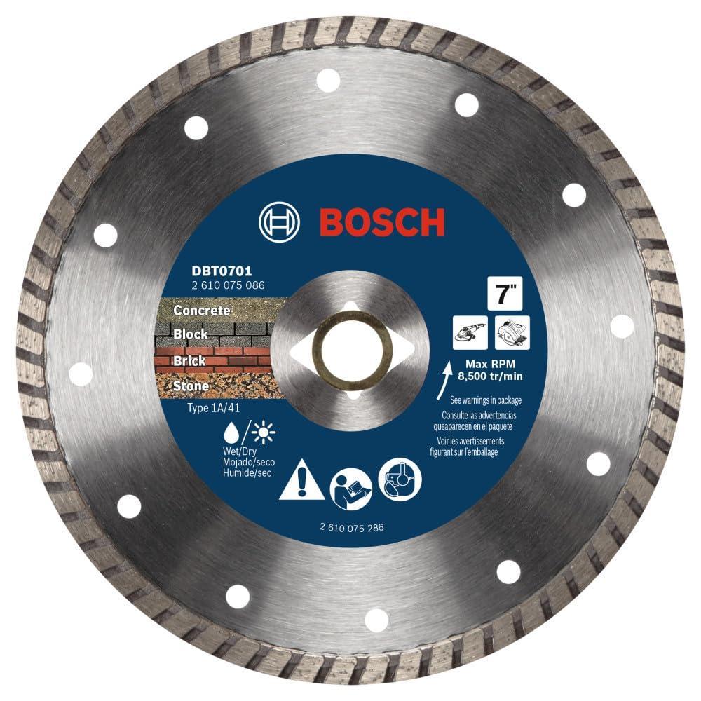 imageBOSCH DBT0401 4 in Premium Turbo Rim Diamond Blade Fast Smooth Cuts Concrete Brick Stone Standard Angle Grinders7 DIAMETER