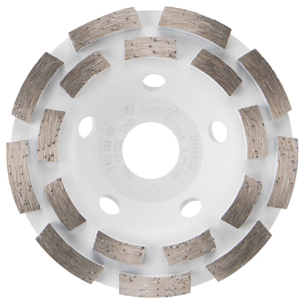 imageBOSCH DCDR04501 412 in Double Row Segmented Diamond Cup Wheel Longer Life Effective Grinding Concrete Mortar Small Angle Grinders