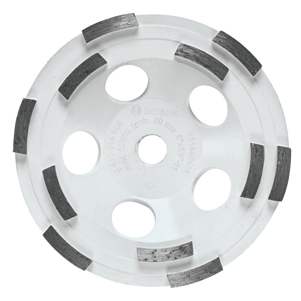 imageBOSCH DCDR0502 5 in Double Row Segmented Hubbed Diamond Cup Wheel Fast Material Removal Concrete Masonry Angle Grinders