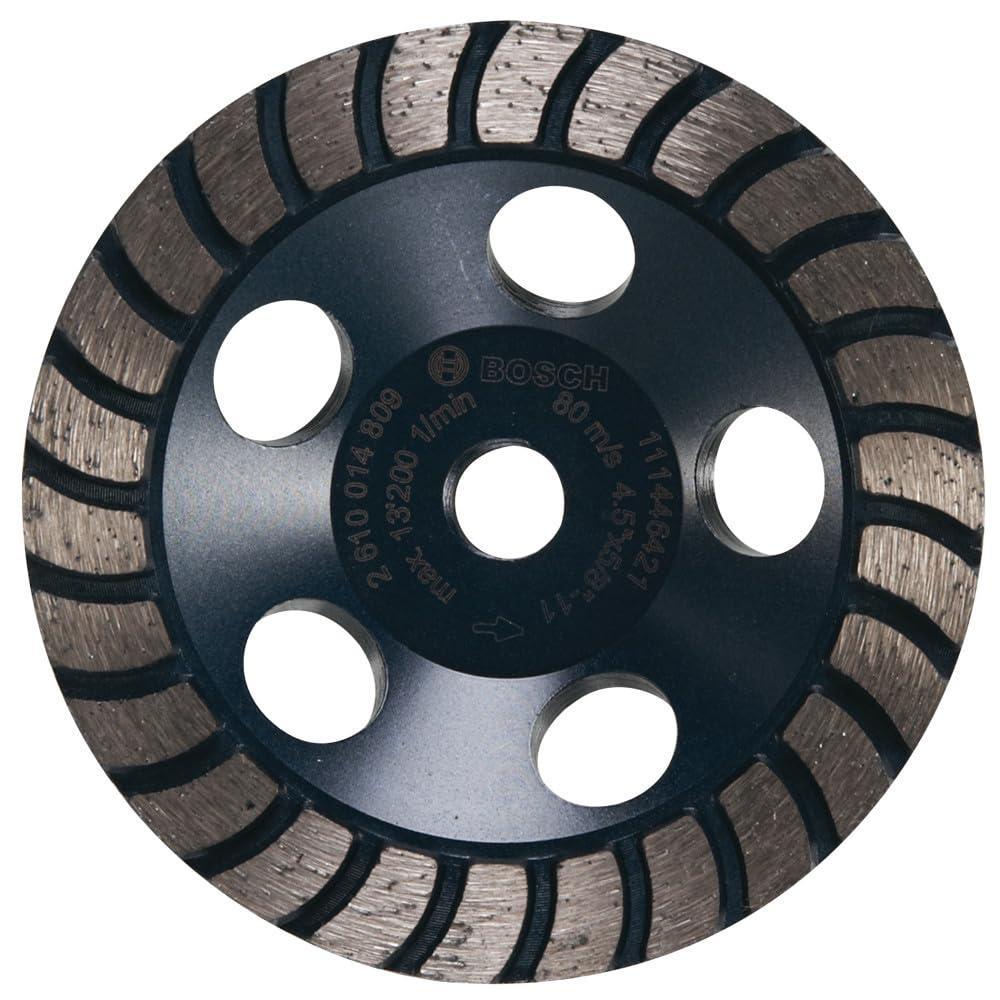 imageBOSCH DCTH04501 412 in Turbo Hubbed Diamond Cup Wheel  Smooth Finish Longer Life  Concrete Masonry  Angle Grinders