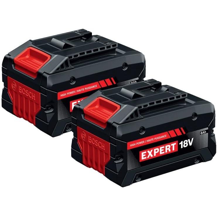 imageBOSCH EXBA18V802PK EXPERT 18V 8 Ah High Power Battery 2Pack with HighPower Tabless Cells CoolPack 20 Technology and AMPShare System Compatibility