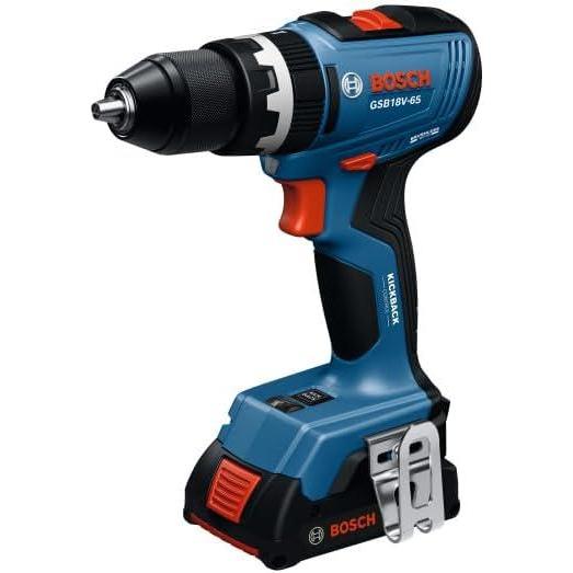 imageBOSCH GSB18V65N 12 In Brushless Hammer DrillDriver 575 InLbs Max Torque Switchable KickBack Control Rapid Mode Selector Dual LED Worklights AllMetal Chuck Bare Tool