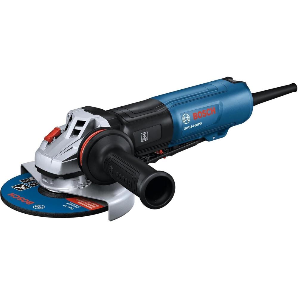 imageBOSCH GWS1460PD 6 In Angle Grinder 13Amp Motor 9700 RPM No LockOn Paddle Switch AntiVibration Handle KickBack Control Soft Start Overload Protection