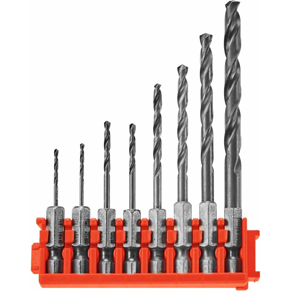 imageBOSCH ITDDV08C 8 pc Driven Impact Black Oxide Drill Bits with Clip for Custom Case System