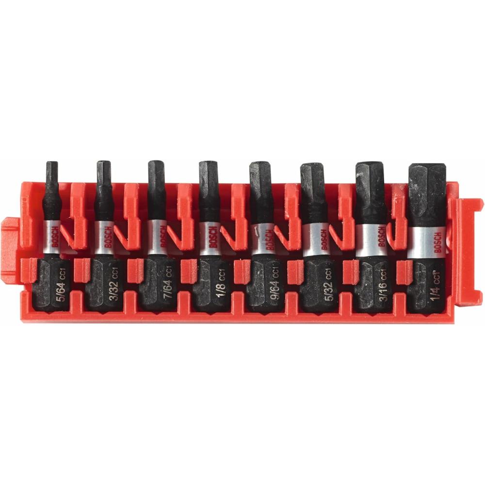 imageBOSCH ITDHV108C 8 pc Driven 1 in Impact Hex Insert Bits with Clip for Custom Case System