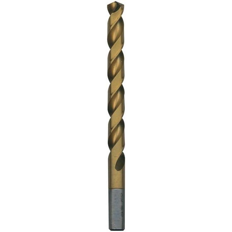 imageBOSCH TI2143 1Piece 14 in x 4 in Titanium Nitride Coated Metal Drill Bit with 38 in Reduced Shank for Applications in HeavyGauge Carbon Steels Light Gauge Metal Hardwood2564 in