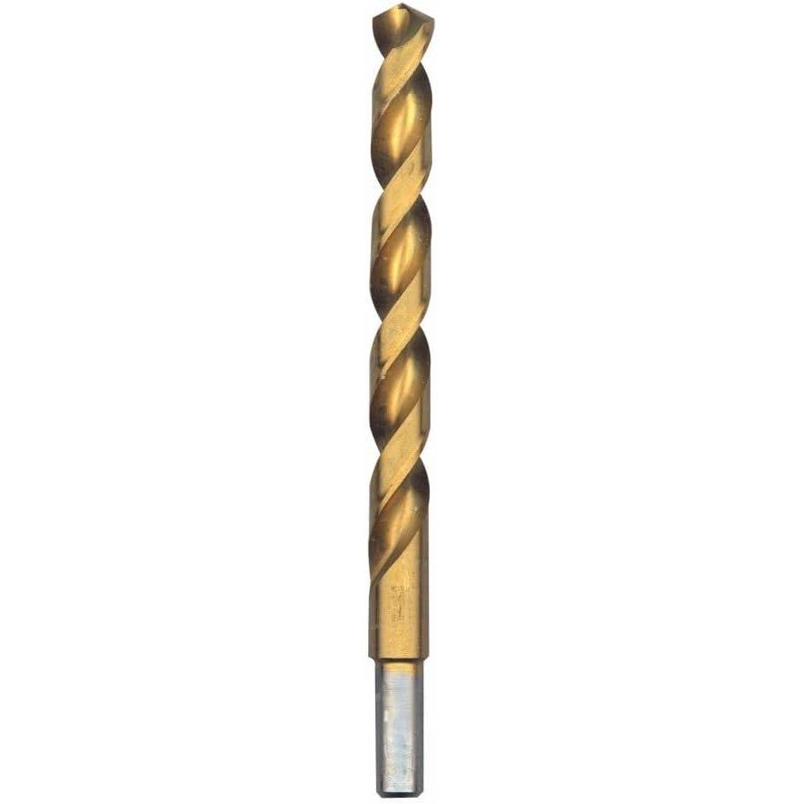 imageBOSCH TI2143 1Piece 14 in x 4 in Titanium Nitride Coated Metal Drill Bit with 38 in Reduced Shank for Applications in HeavyGauge Carbon Steels Light Gauge Metal Hardwood1532 in
