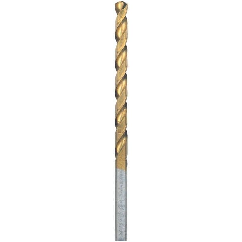 imageBOSCH TI2143 1Piece 14 in x 4 in Titanium Nitride Coated Metal Drill Bit with 38 in Reduced Shank for Applications in HeavyGauge Carbon Steels Light Gauge Metal Hardwood1364 in