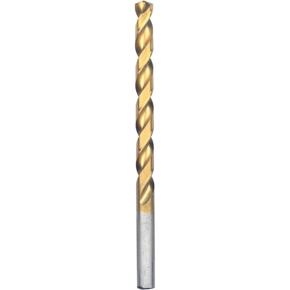 imageBOSCH TI2143 1Piece 14 in x 4 in Titanium Nitride Coated Metal Drill Bit with 38 in Reduced Shank for Applications in HeavyGauge Carbon Steels Light Gauge Metal Hardwood932 in