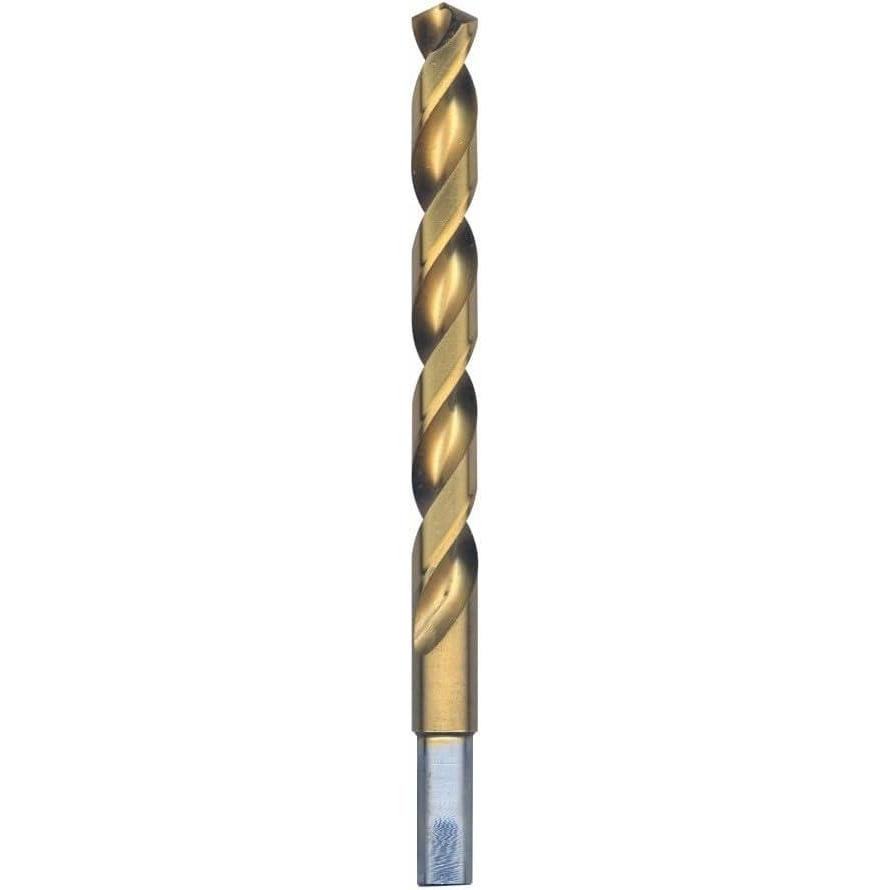imageBOSCH TI2143 1Piece 14 in x 4 in Titanium Nitride Coated Metal Drill Bit with 38 in Reduced Shank for Applications in HeavyGauge Carbon Steels Light Gauge Metal Hardwood716 in