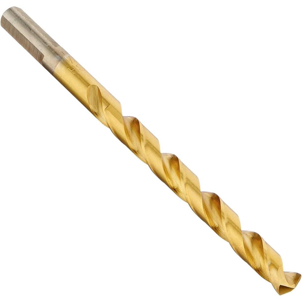 imageBOSCH TI2143 1Piece 14 in x 4 in Titanium Nitride Coated Metal Drill Bit with 38 in Reduced Shank for Applications in HeavyGauge Carbon Steels Light Gauge Metal Hardwood14 in