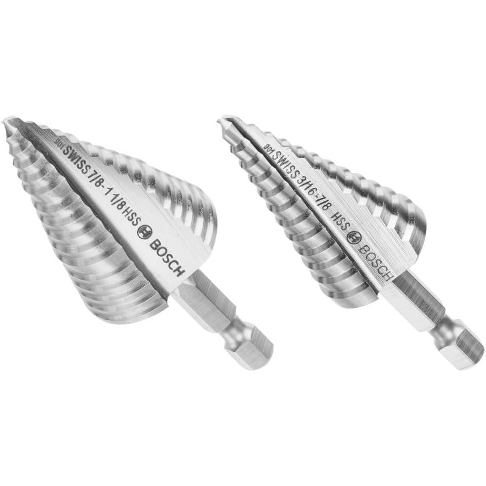 imageBosch IMSDC003 3 pc HighSpeed Steel Impact Tough Turbo Step Drill Bit Set2pc Impact
