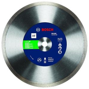 BOSCH DB1066 10 in. Rapido Premium Continuous Rim Diamond Blade with 5/8 in. Arbor for Clean Cut Wet/Dry Cutting Applications in Porcelain, Ceramic, Granite(Wet/Dry)