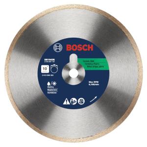 BOSCH DB1066 10 in. Rapido Premium Continuous Rim Diamond Blade with 5/8 in. Arbor for Clean Cut Wet/Dry Cutting Applications in Porcelain, Ceramic, Granite(Industrial)