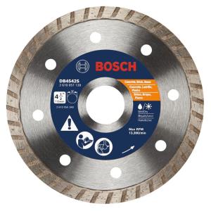 BOSCH DB442C 4 in. Premium Turbo Rim Diamond Blade with 5/8 in., 7/8 in. Arbor for Smooth Cut Wet/Dry Cutting Applications in Concrete, Masonry(4-1/2-Inch)