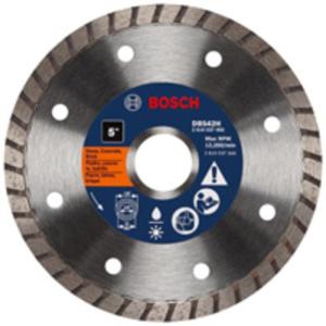 BOSCH DB442C 4 in. Premium Turbo Rim Diamond Blade with 5/8 in., 7/8 in. Arbor for Smooth Cut Wet/Dry Cutting Applications in Concrete, Masonry(5 in)