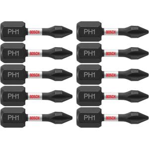 BOSCH ITPH12B 10-Pack 2 In. Phillips #1 Impact Tough Screwdriving Power Bits(1 In.)