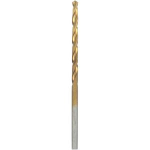 BOSCH TI2143 1-Piece 1/4 in. x 4 in. Titanium Nitride Coated Metal Drill Bit with 3/8 in. Reduced Shank for Applications in Heavy-Gauge Carbon Steels, Light Gauge Metal, Hardwood(3/32 in)