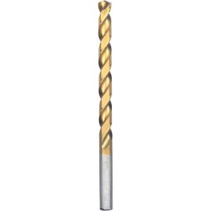 BOSCH TI2143 1-Piece 1/4 in. x 4 in. Titanium Nitride Coated Metal Drill Bit with 3/8 in. Reduced Shank for Applications in Heavy-Gauge Carbon Steels, Light Gauge Metal, Hardwood(9/32 in)