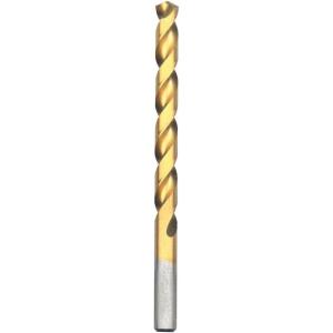 BOSCH TI2143 1-Piece 1/4 in. x 4 in. Titanium Nitride Coated Metal Drill Bit with 3/8 in. Reduced Shank for Applications in Heavy-Gauge Carbon Steels, Light Gauge Metal, Hardwood(11/32 in)