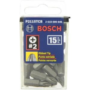 Bosch P2115TCB 1 In. Impact Tough Phillips Insert Bit, 15-Piece