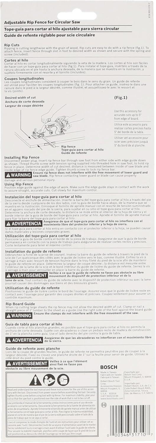 imageBOSCH WD7RIP Worm Drive Rip Fence