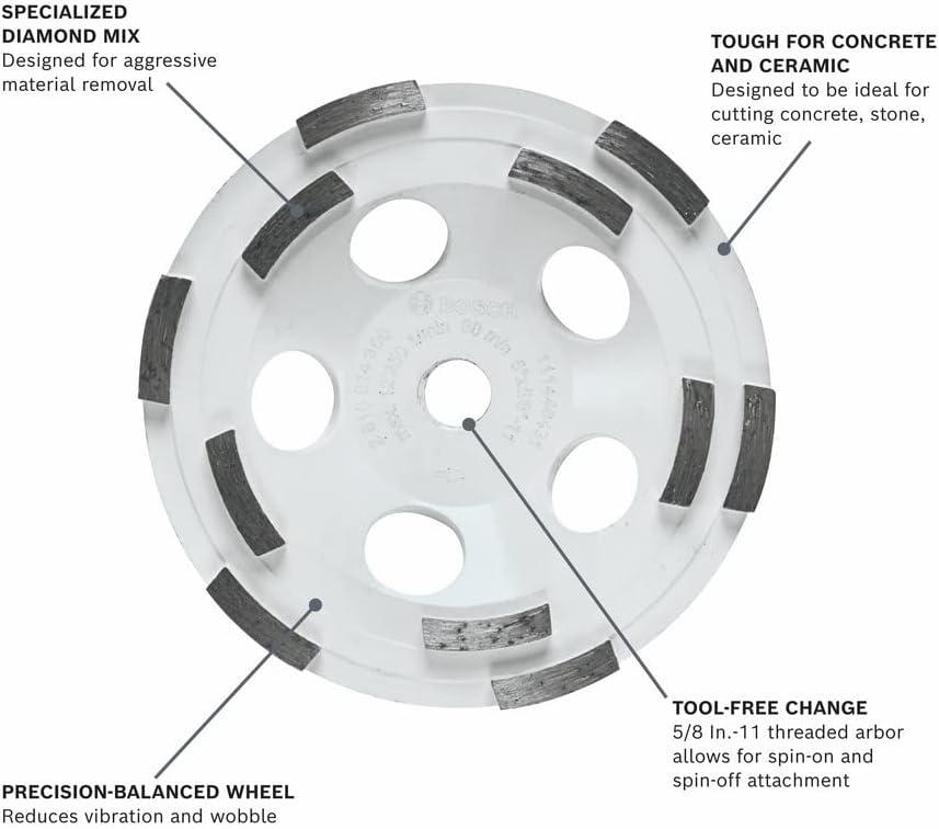 imageBosch DC510 5Inch Diamond Cup Grinding Wheel for Concrete