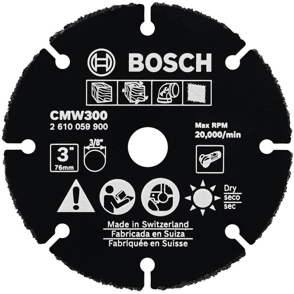 imageBOSCH CMW300 3 In Carbide MultiWheel Compatible with 38 In Arbor for Applications in Cutting Wood Wood with Nails Plastic Plaster