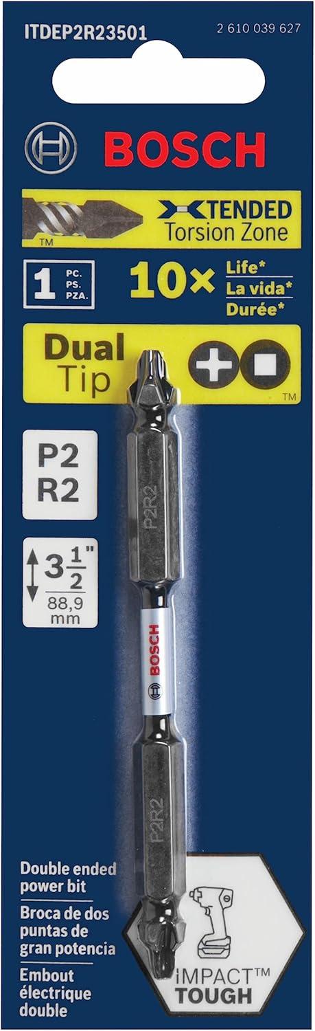 imageBOSCH ITDEP2R26B 10Pack 6 In PhillipsSquare 2 Impact Tough DoubleEnded Screwdriving Bits2Pack
