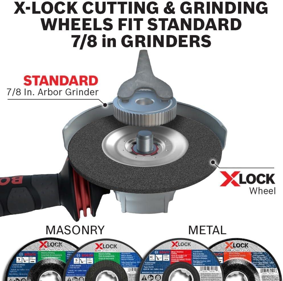 imageBOSCH TCWX1S50025 5 in x 045 in XLock Arbor Type 1A ISO 41 60 Grit Fast MetalStainless Cutting Abrasive Wheel