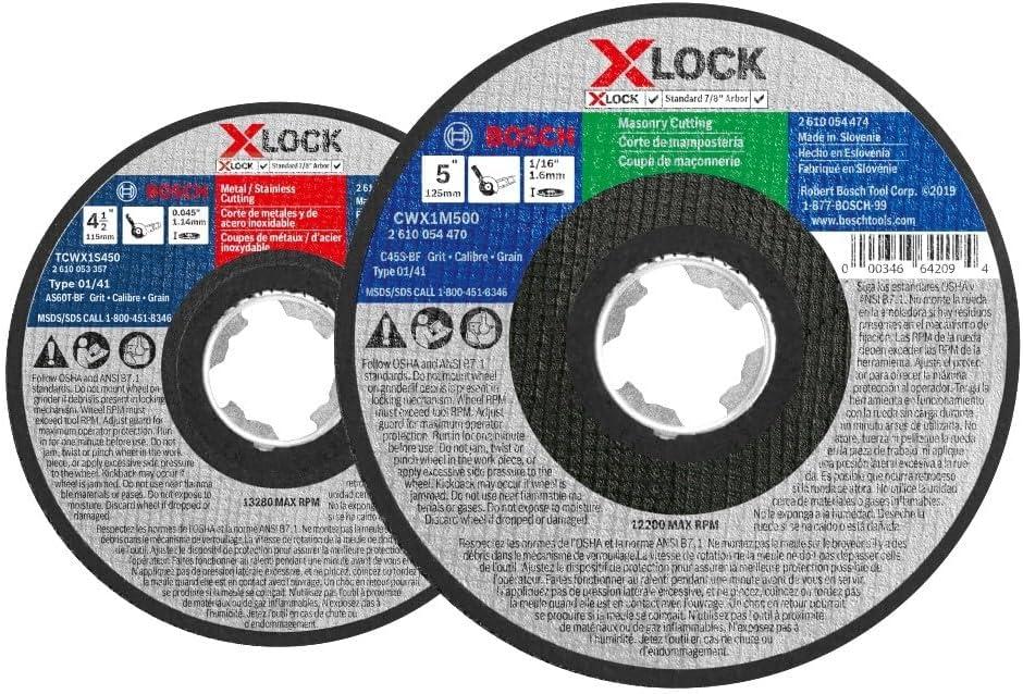 imageBOSCH TCWX1S50025 5 in x 045 in XLock Arbor Type 1A ISO 41 60 Grit Fast MetalStainless Cutting Abrasive Wheel