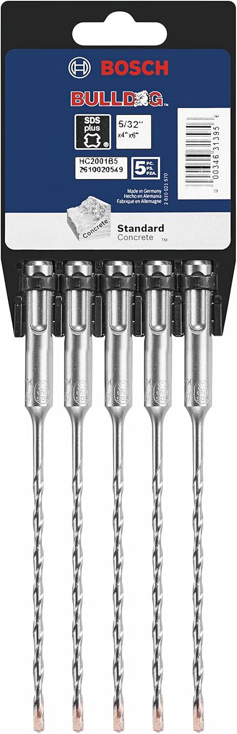 imageBosch HC2001B5 5 pc 532 in x 6 in SDSPlus Bulldog Rotary Hammer Bits