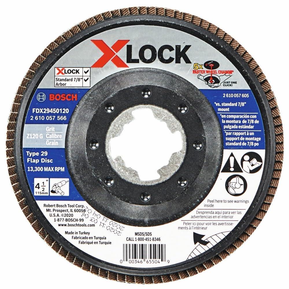 imageBOSCH FDX2945012010 412 in XLock Arbor Type 29 120 Grit Flap Disc