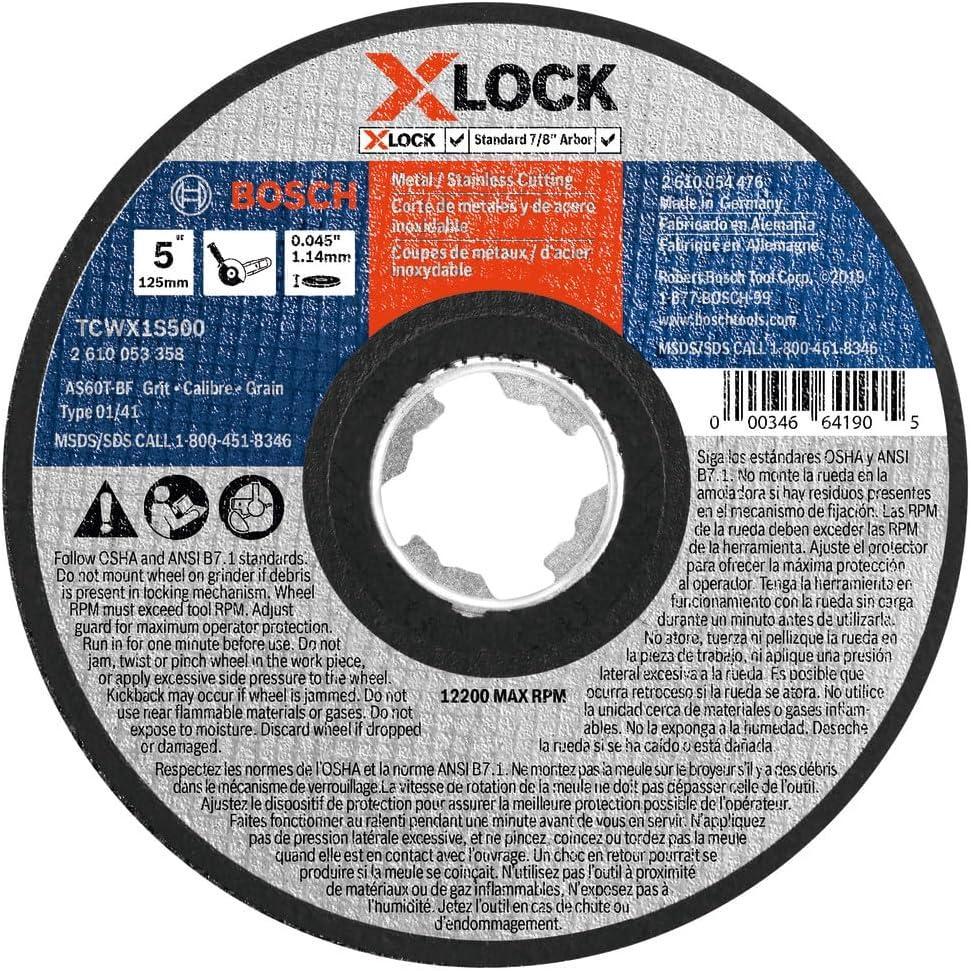 imageBOSCH TCWX1S50025 5 in x 045 in XLock Arbor Type 1A ISO 41 60 Grit Fast MetalStainless Cutting Abrasive Wheel