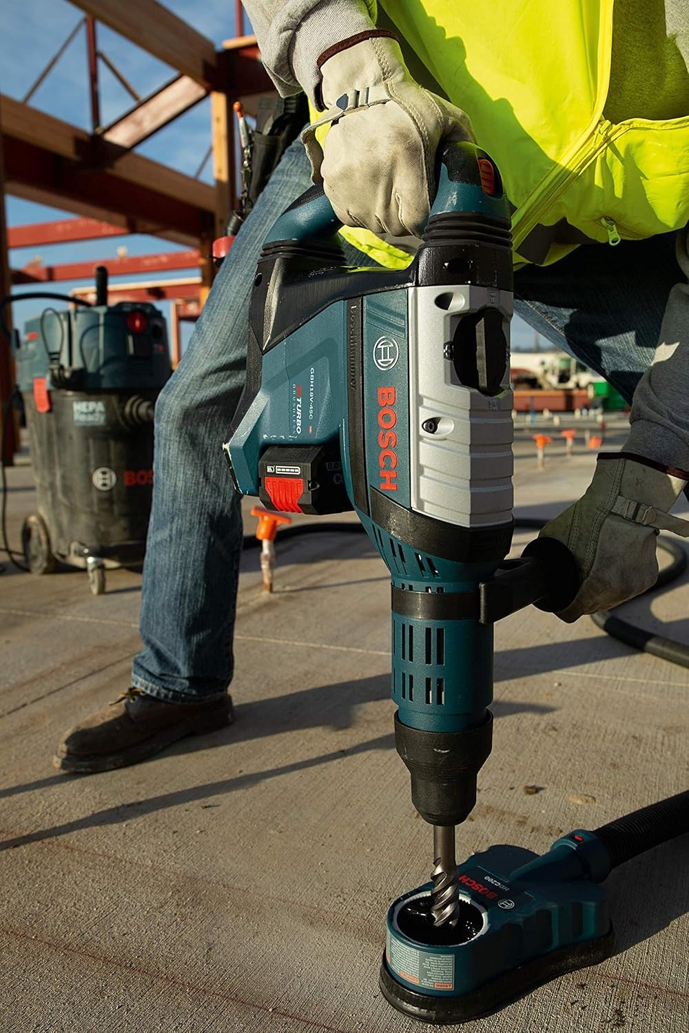 image:imageBosch GBH18V45CK24 PROFACTOR 18V ConnectedReady SDSmax 178 In Rotary Hammer Kit with 2 CORE18V 8 Ah High Power BatteriesTool Only