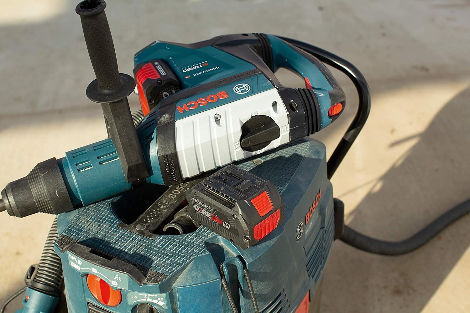 image:imageBosch GBH18V45CK24 PROFACTOR 18V ConnectedReady SDSmax 178 In Rotary Hammer Kit with 2 CORE18V 8 Ah High Power BatteriesTool Only