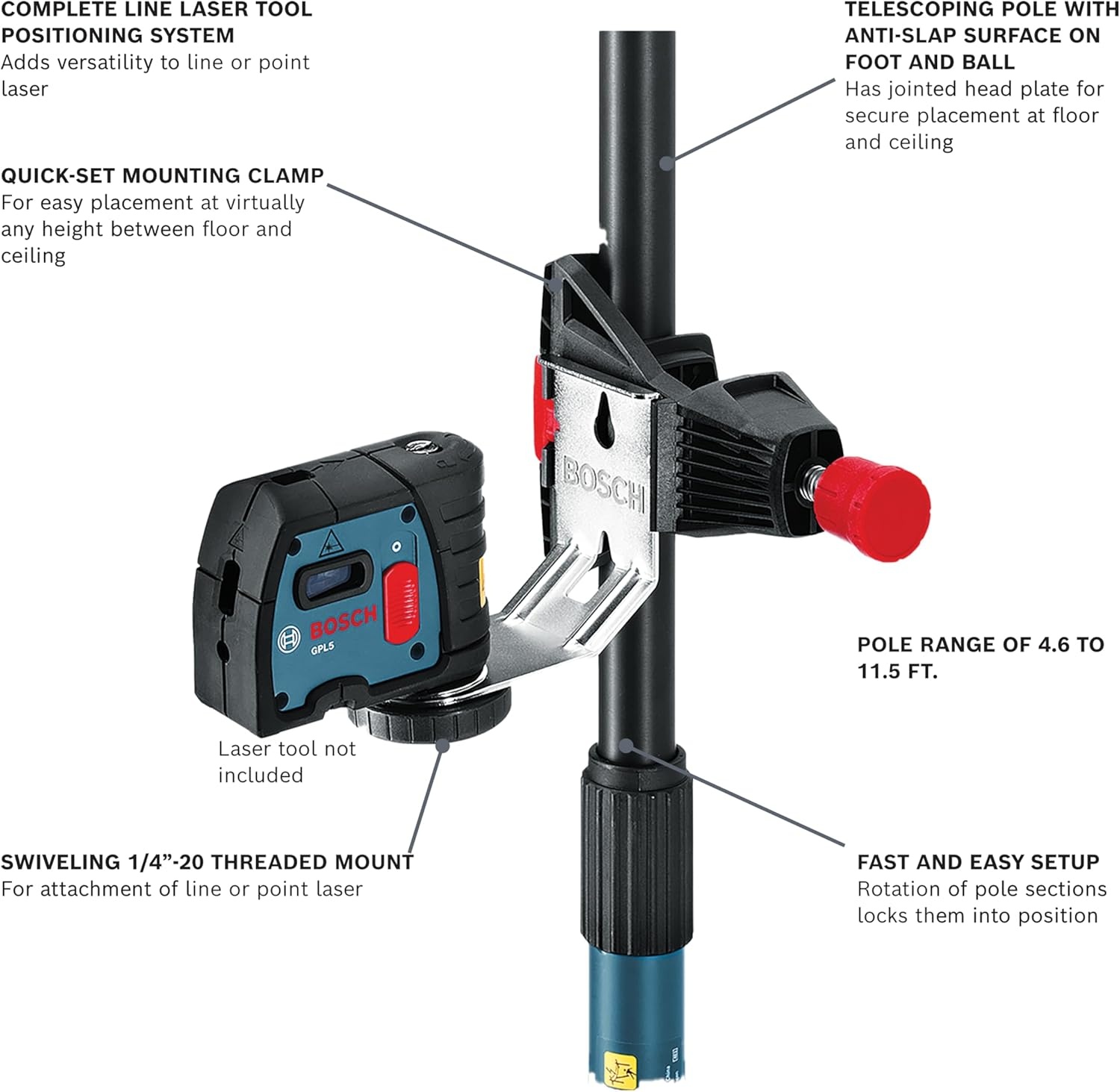 image:imageBOSCH BP350 Telescoping Pole with 14 Inch20 Laser Mount