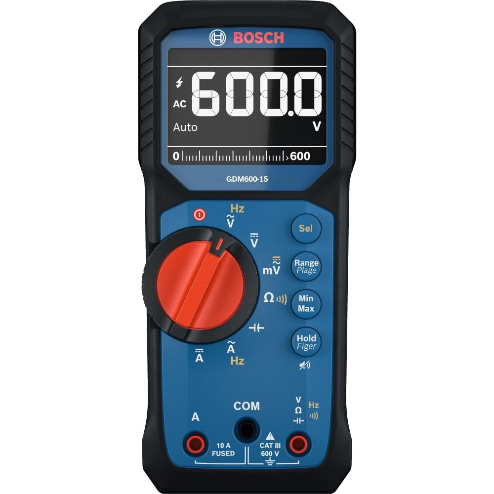 image:imageBOSCH GMC60015 True RMS Clamp Meter 600A AC DC Electrical Tester Digital Voltage Detector and 200A Amp Clamp for HVAC and Electrician