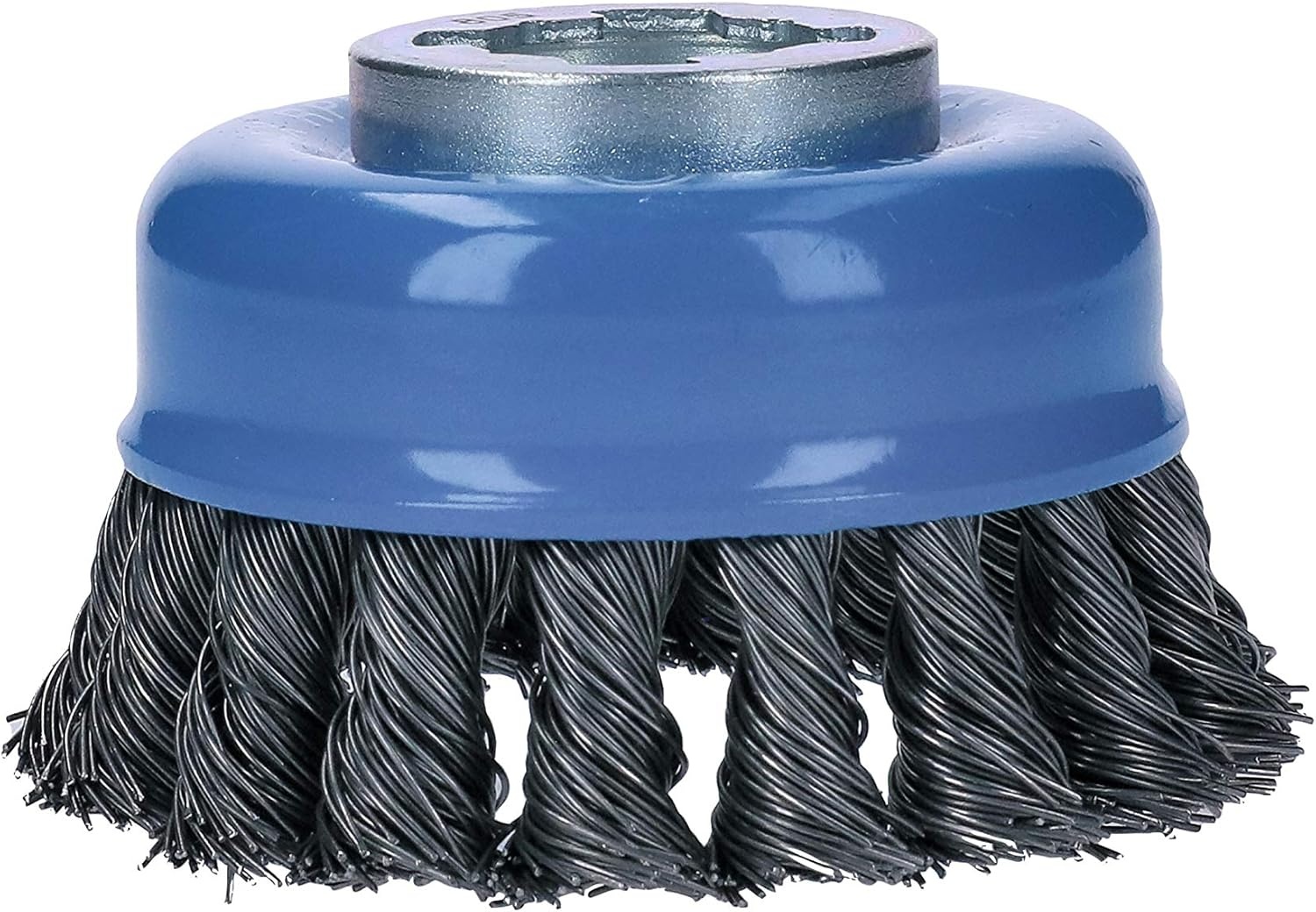 image:imageBOSCH WBX329 3 in XLock Arbor Stainless Steel Knotted Wire Single Row Cup Brush for Applications in Removing Weld Scale Burrs and Corrosion Preparing Painting SurfacesCarbon Steel Wire Cup Brush