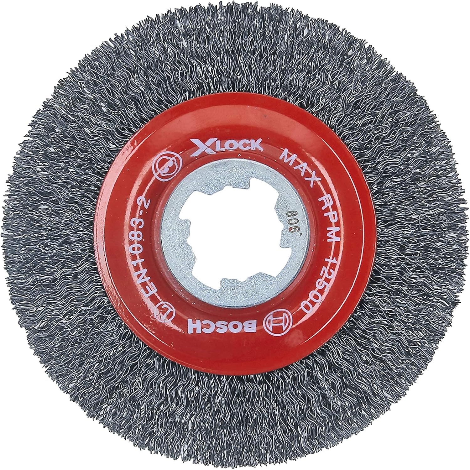 image:imageBOSCH WBX329 3 in XLock Arbor Stainless Steel Knotted Wire Single Row Cup Brush for Applications in Removing Weld Scale Burrs and Corrosion Preparing Painting SurfacesTempered Steel Wire Wheel