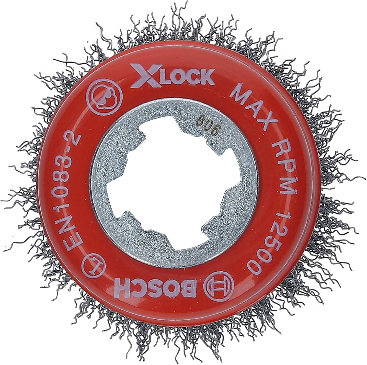 image:imageBOSCH WBX329 3 in XLock Arbor Stainless Steel Knotted Wire Single Row Cup Brush for Applications in Removing Weld Scale Burrs and Corrosion Preparing Painting SurfacesCarbon Steel Wire Cup Brush