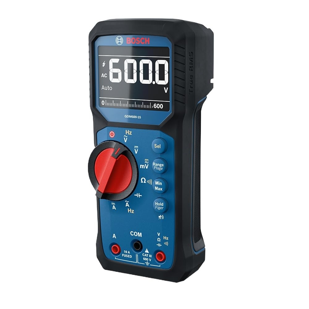 image:imageBOSCH GMC60015 True RMS Clamp Meter 600A AC DC Electrical Tester Digital Voltage Detector and 200A Amp Clamp for HVAC and Electrician