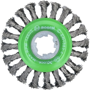 BOSCH WBX329 3 in. X-Lock Arbor Stainless Steel Knotted Wire Single Row Cup Brush for Applications in Removing Weld Scale, Burrs and Corrosion, Preparing Painting Surfaces(Stainless Steel Wire Wheel)